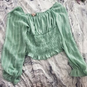 Coral green medium Rabbit Rose blouse